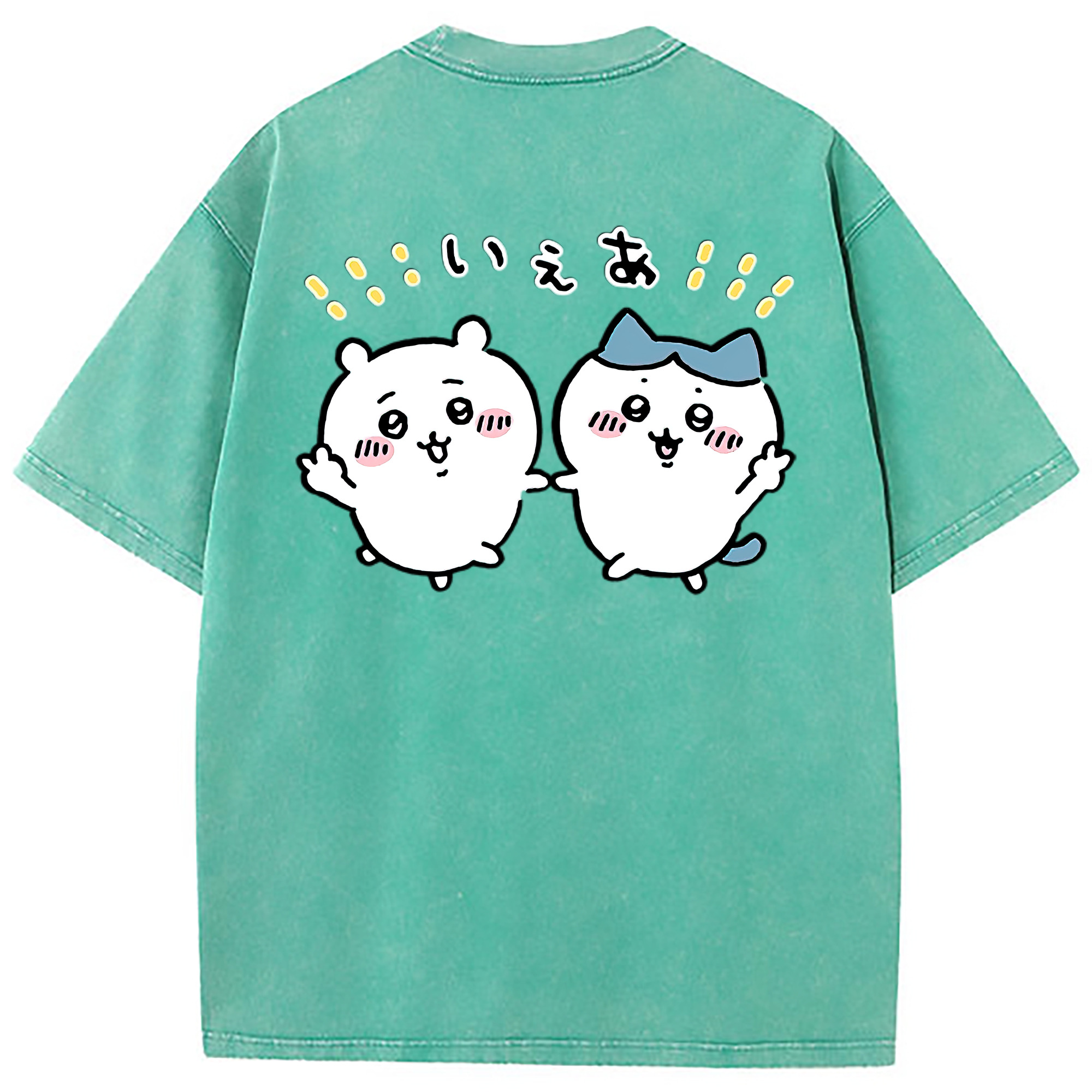（画像用） ちいかわ ハチワレ Chii-kawa hachiware 綿100% ヴィンテージ風 半袖Tシャツ（背面プリント）